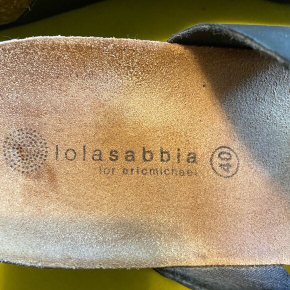 Eric Michael Lola Sabbia Liat Cork Wedge Sandal Black Vegan Leather Size 40 - Picture 8 of 10